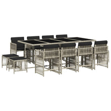 13-delige Tuinset met kussens poly rattan lichtgrijs