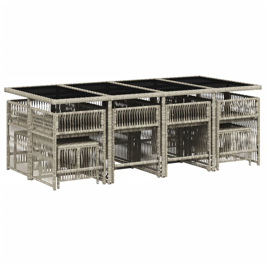 13-delige Tuinset met kussens poly rattan lichtgrijs