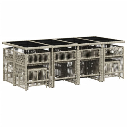 13-delige Tuinset met kussens poly rattan lichtgrijs