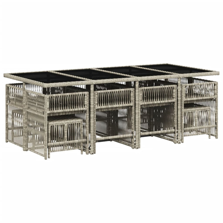 13-delige Tuinset met kussens poly rattan lichtgrijs