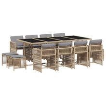 13-delige Tuinset met kussens poly rattan gemengd beige