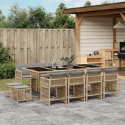 Tuinset 13-delig poly rattan gemengd beige
