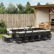 Tuinset 15-delig poly rattan zwart met kussens