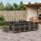 15-Piece Garden Furniture Set with Cushions, Poly Rattan Grey