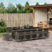 Tuinset poly rattan grijs 15-delig