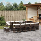 15-piece Garden Furniture Set with Cushions Poly Rattan Brown