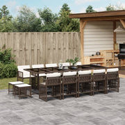 Tuinset 15-delig poly rattan bruin met kussens