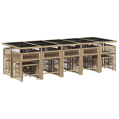 15-delige Tuinset met kussens poly rattan beige