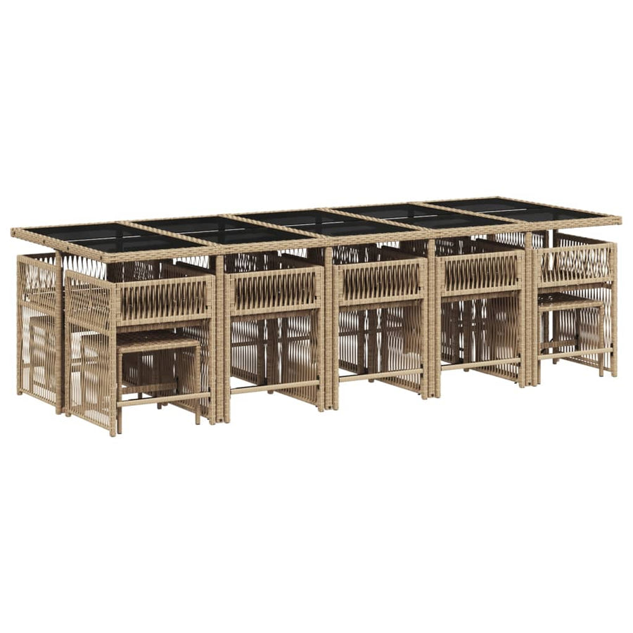 15-delige Tuinset met kussens poly rattan beige