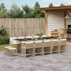 15-piece Garden Furniture Set with Cushions, Poly Rattan Beige