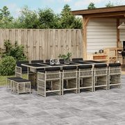 Tuinset 15-delig poly rattan lichtgrijs