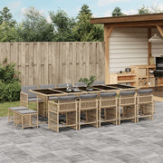 Tuinset 15-delig poly rattan gemengd beige