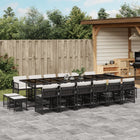 17-piece Garden Set with Cushions Poly Rattan Black