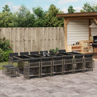 17-piece Garden Set with Cushions Poly Rattan Grey