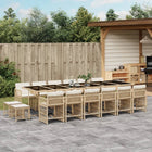 17-piece Garden Furniture Set with Cushions, Poly Rattan, Beige