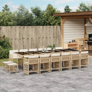 Tuinset poly rattan 17-delig beige met kussens