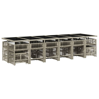 17-delige Tuinset met kussens poly rattan lichtgrijs