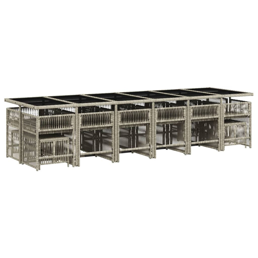 17-delige Tuinset met kussens poly rattan lichtgrijs