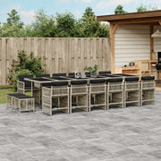 Tuinset poly rattan 17-delig lichtgrijs met kussens