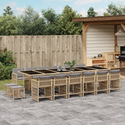 Tuinset 17-delig poly rattan gemengd beige