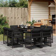 Tuinset poly rattan 9-delig zwart