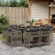Tuinset 9-delig poly rattan grijs met kussens