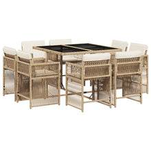 9-delige Tuinset met kussens poly rattan beige