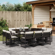 Tuinset 11-delig poly rattan zwart met kussens