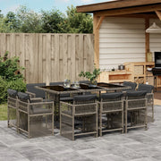 Tuinset 11-delig poly rattan grijs