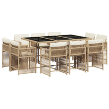 11-delige Tuinset met kussens poly rattan beige
