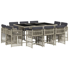 11-delige Tuinset met kussens poly rattan lichtgrijs