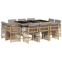 11-delige Tuinset met kussens poly rattan gemengd beige