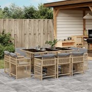 Tuinset 11-delig poly rattan gemengd beige