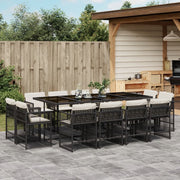 Tuinset 13-delig poly rattan zwart met kussens