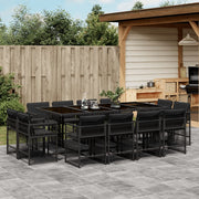 Tuinset 13-delig poly rattan zwart met kussens