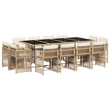 13-delige Tuinset met kussens poly rattan beige