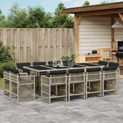 Tuinset 13-delig poly rattan lichtgrijs met kussens