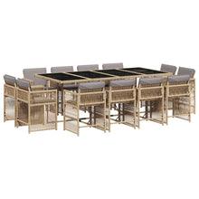13-delige Tuinset met kussens poly rattan gemengd beige