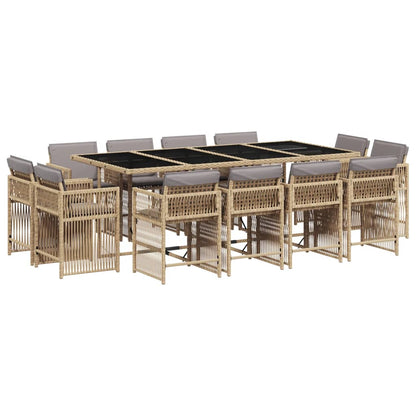 13-delige Tuinset met kussens poly rattan gemengd beige