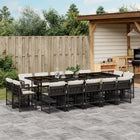 15-piece Garden Furniture Set with Cushions, Poly Rattan Black