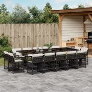 Tuinset 15-delig poly rattan zwart met kussens