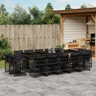 15-piece Garden Furniture Set with Cushions, Poly Rattan Black