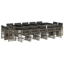 15-delige Tuinset met kussens poly rattan grijs