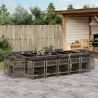 15-Piece Garden Furniture Set with Cushions, Poly Rattan Grey