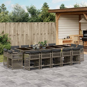 Tuinset 15-delig poly rattan grijs