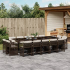 15-piece Garden Furniture Set with Cushions Poly Rattan Brown