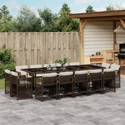 Tuinset 15-delig poly rattan bruin met kussens