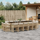 15-piece Garden Furniture Set with Cushions, Poly Rattan Beige
