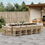 Tuinset 15-delig poly rattan beige met kussens