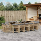 15-Piece Garden Furniture Set with Cushions Poly Rattan Mixed Beige